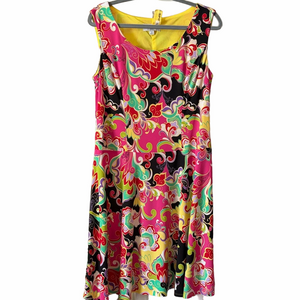 Kasper Fit & Flare Vibrant Multicolor. Size 12  Sleeveless Dress